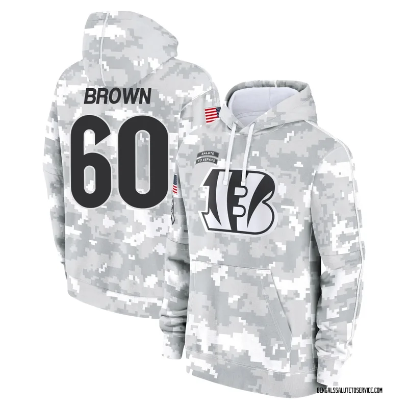 Men's Liam Brown Cincinnati Bengals Camo Arctic 2024 Salute to Service Club Fleece Pullover Hoodie