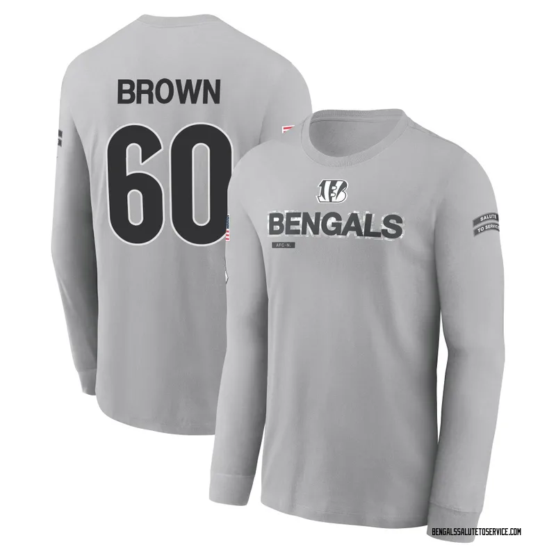 Men's Liam Brown Cincinnati Bengals Gray 2024 Salute to Service Long Sleeve T-Shirt