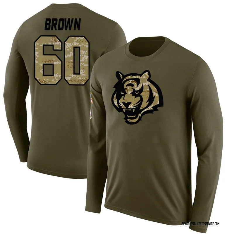 Men's Liam Brown Cincinnati Bengals Legend Olive Salute to Service Sideline Long Sleeve T-Shirt