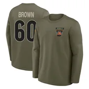 Men's Liam Brown Cincinnati Bengals Olive 2025 Salute to Service Sideline Coaches Long Sleeve T-Shirt