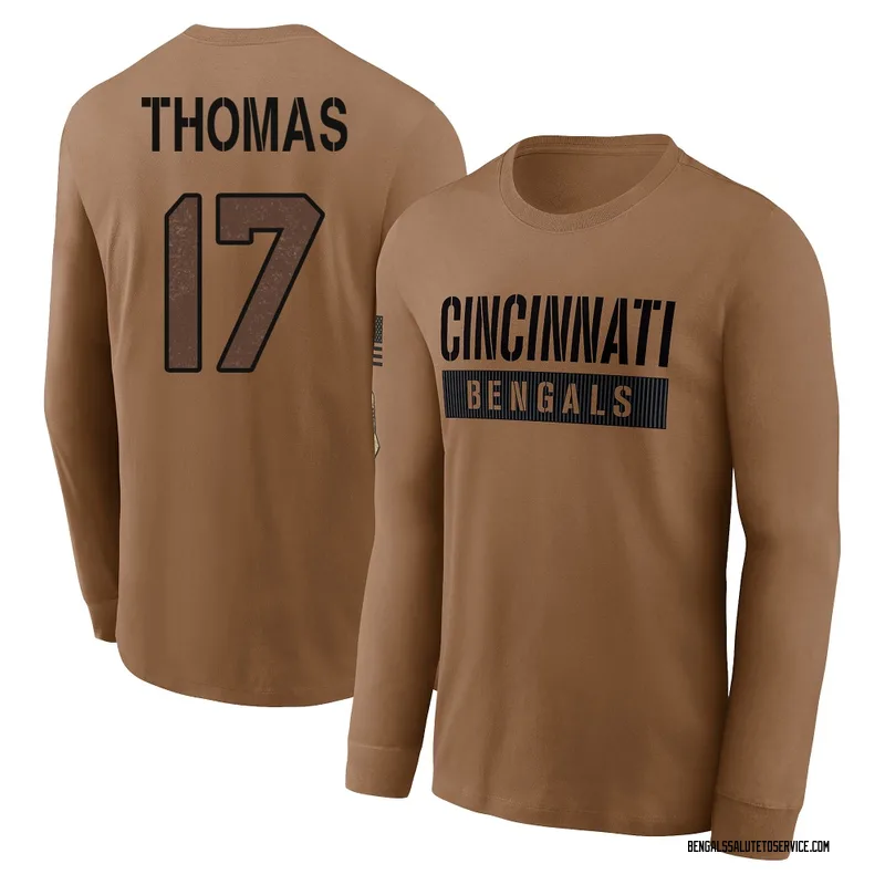 Men's Noah Thomas Cincinnati Bengals Brown 2023 Salute To Service Long Sleeve T-Shirt