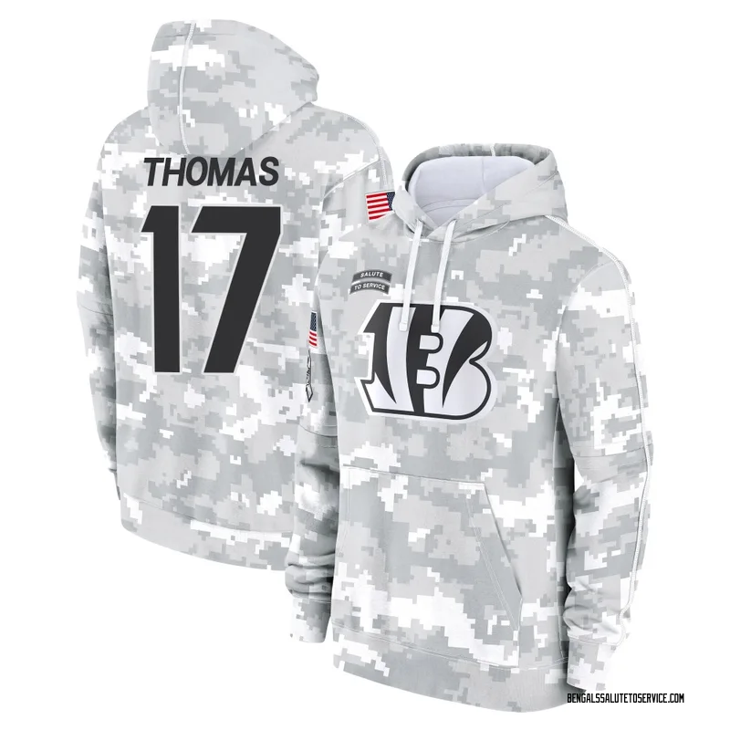 Men's Noah Thomas Cincinnati Bengals Camo Arctic 2024 Salute to Service Club Fleece Pullover Hoodie