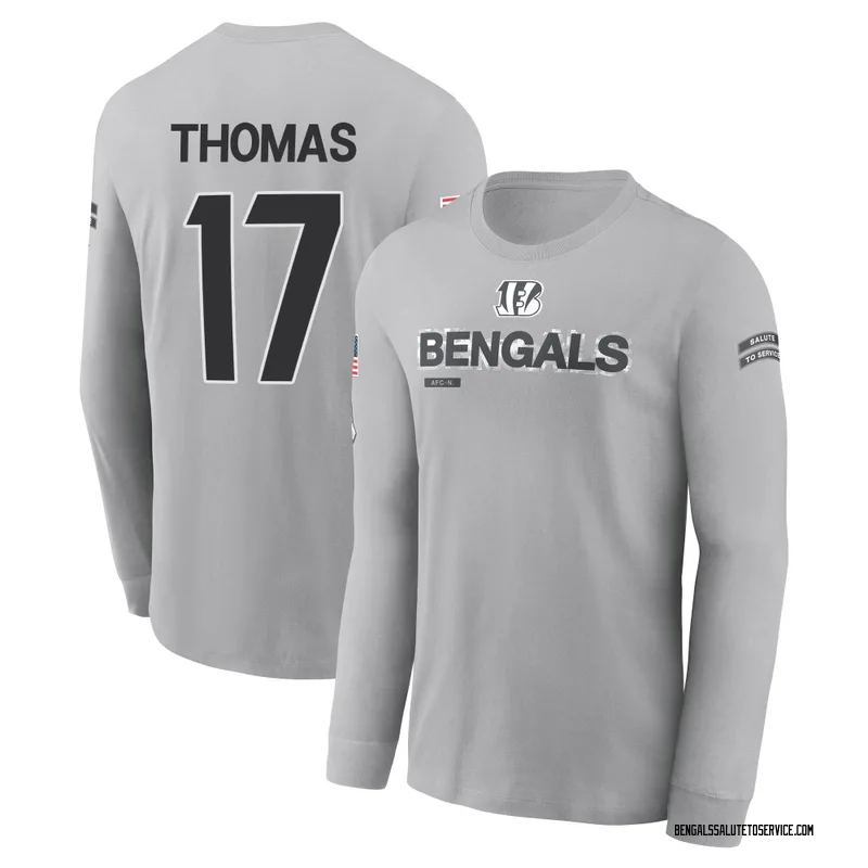 Men's Noah Thomas Cincinnati Bengals Gray 2024 Salute to Service Long Sleeve T-Shirt