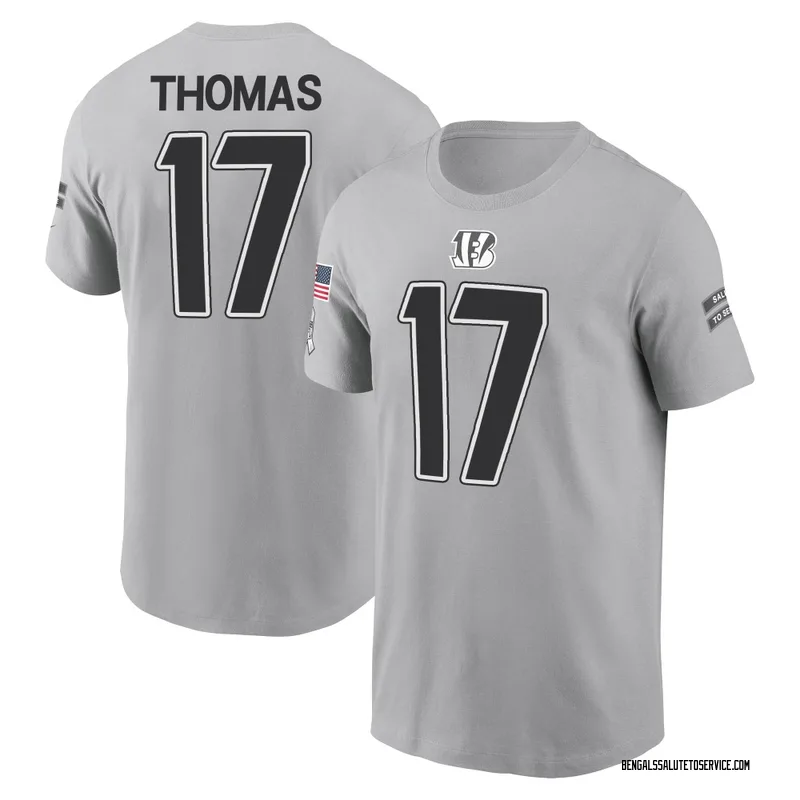 Men's Noah Thomas Cincinnati Bengals Gray 2024 Salute to Service Name & Number T-Shirt