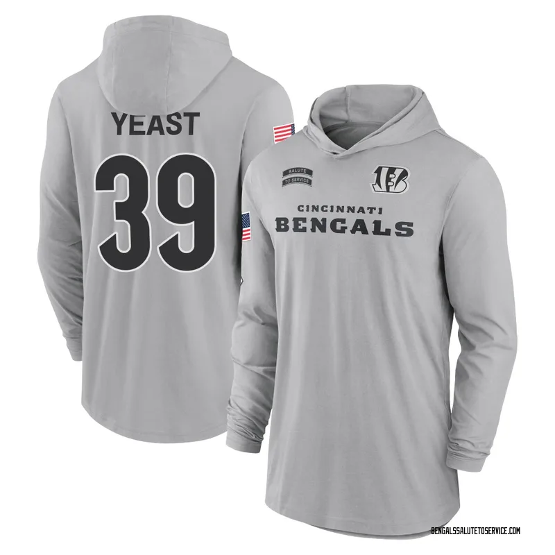 Men's Russ Yeast Cincinnati Bengals Gray 2024 Salute to Service Lightweight Performance Long Sleeve Hooded T-Shirt