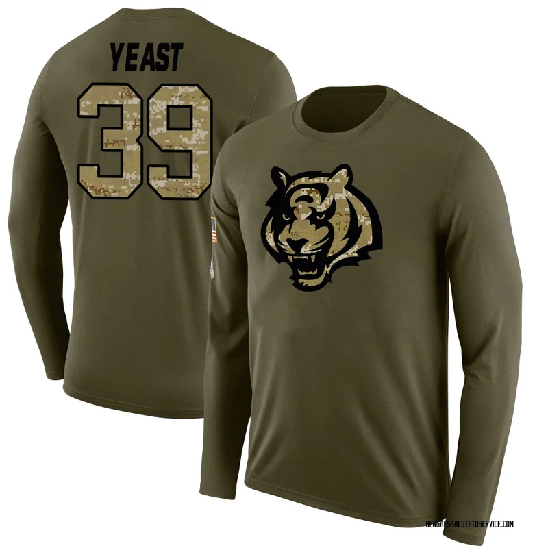 Men's Russ Yeast Cincinnati Bengals Legend Olive Salute to Service Sideline Long Sleeve T-Shirt