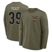 Men's Russ Yeast Cincinnati Bengals Olive 2025 Salute to Service Sideline Coaches Long Sleeve T-Shirt