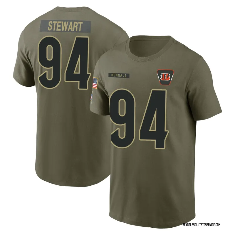 Men's Shemar Stewart Cincinnati Bengals Olive 2025 Salute to Service Name & Number T-Shirt