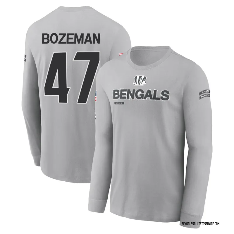 Men's Swayze Bozeman Cincinnati Bengals Gray 2024 Salute to Service Long Sleeve T-Shirt