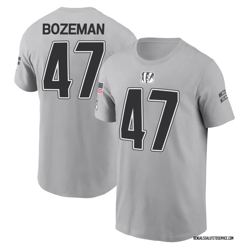 Men's Swayze Bozeman Cincinnati Bengals Gray 2024 Salute to Service Name & Number T-Shirt