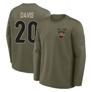Men's Tacario Davis Cincinnati Bengals Olive 2025 Salute to Service Sideline Coaches Long Sleeve T-Shirt
