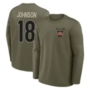 Men's Xavier Johnson Cincinnati Bengals Olive 2025 Salute to Service Sideline Coaches Long Sleeve T-Shirt