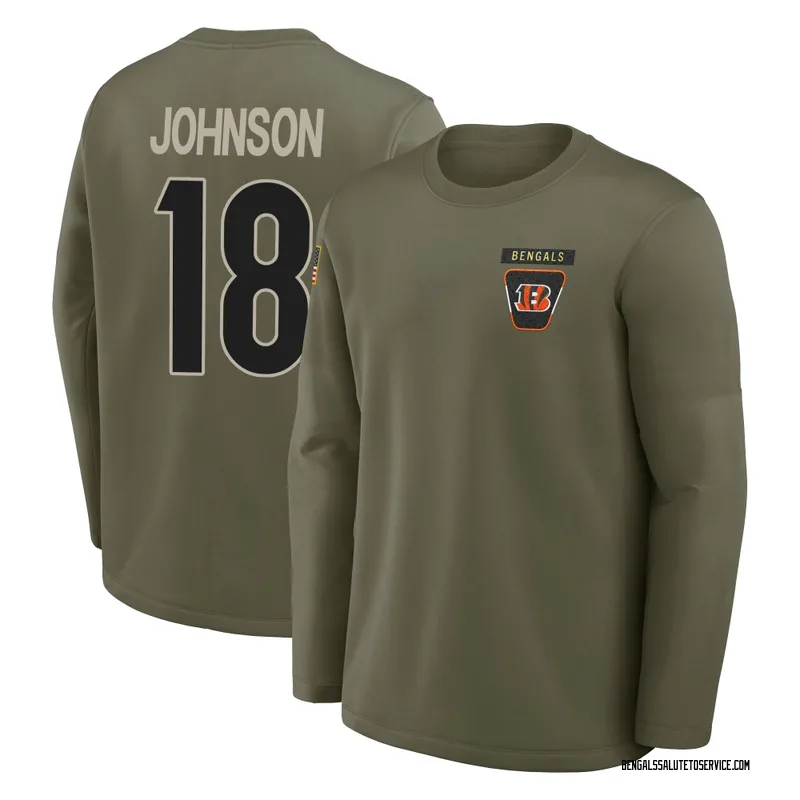 Men's Xavier Johnson Cincinnati Bengals Olive 2025 Salute to Service Sideline Coaches Long Sleeve T-Shirt