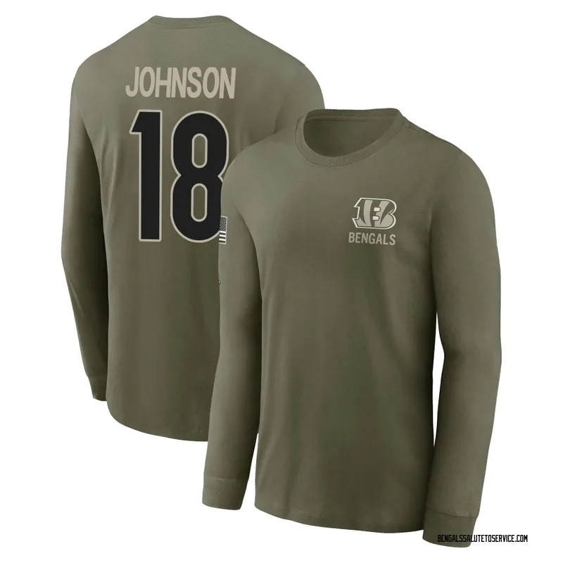 Men's Xavier Johnson Cincinnati Bengals Olive 2025 Salute to Service Sideline Long Sleeve T-Shirt
