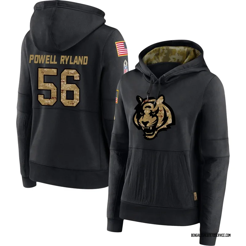 Women's Antwaun Powell-Ryland Cincinnati Bengals Black 2020 Salute to Service Sideline Performance Pullover Hoodie
