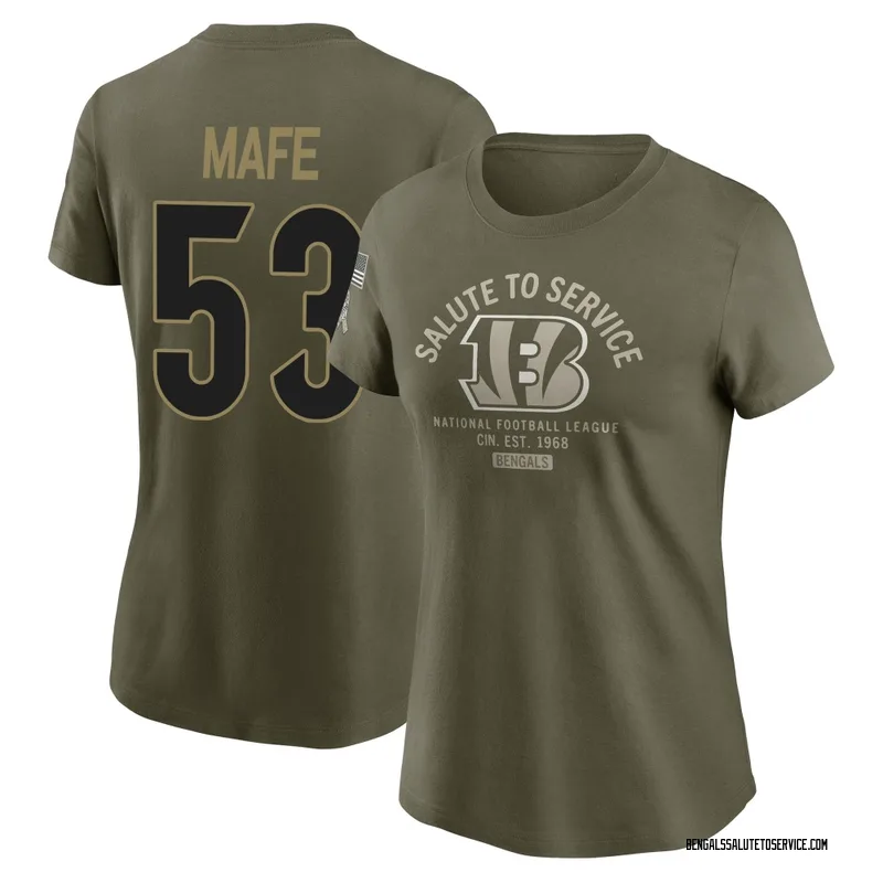 Women's Boye Mafe Cincinnati Bengals Olive 2025 Salute to Service Sideline T-Shirt