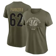 Women's Brian Parker II Cincinnati Bengals Olive 2025 Salute to Service Sideline T-Shirt
