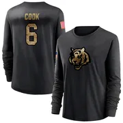 Women's Bryan Cook Cincinnati Bengals Black 2020 Salute To Service Sideline Performance Long Sleeve T-Shirt