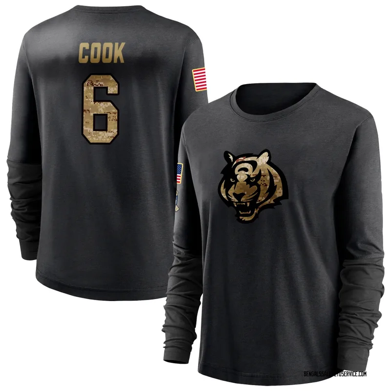 Women's Bryan Cook Cincinnati Bengals Black 2020 Salute To Service Sideline Performance Long Sleeve T-Shirt
