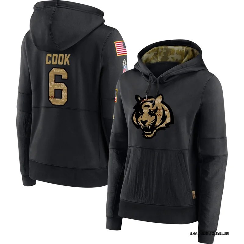 Women's Bryan Cook Cincinnati Bengals Black 2020 Salute to Service Sideline Performance Pullover Hoodie
