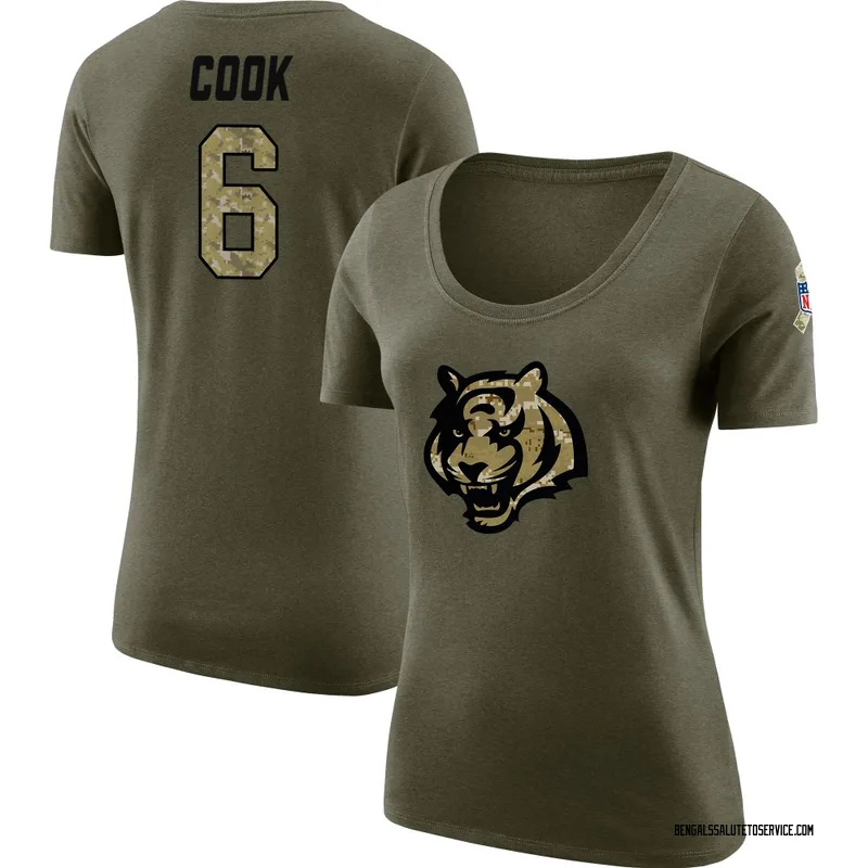 Women's Bryan Cook Cincinnati Bengals Legend Olive Salute to Service Scoop Neck T-Shirt