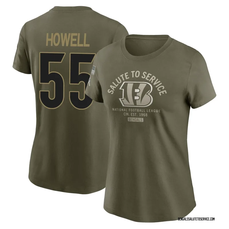 Women's Cashius Howell Cincinnati Bengals Olive 2025 Salute to Service Sideline T-Shirt