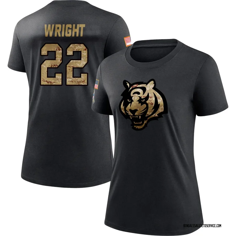 Women's Ceyair Wright Cincinnati Bengals Black 2020 Salute To Service Performance T-Shirt