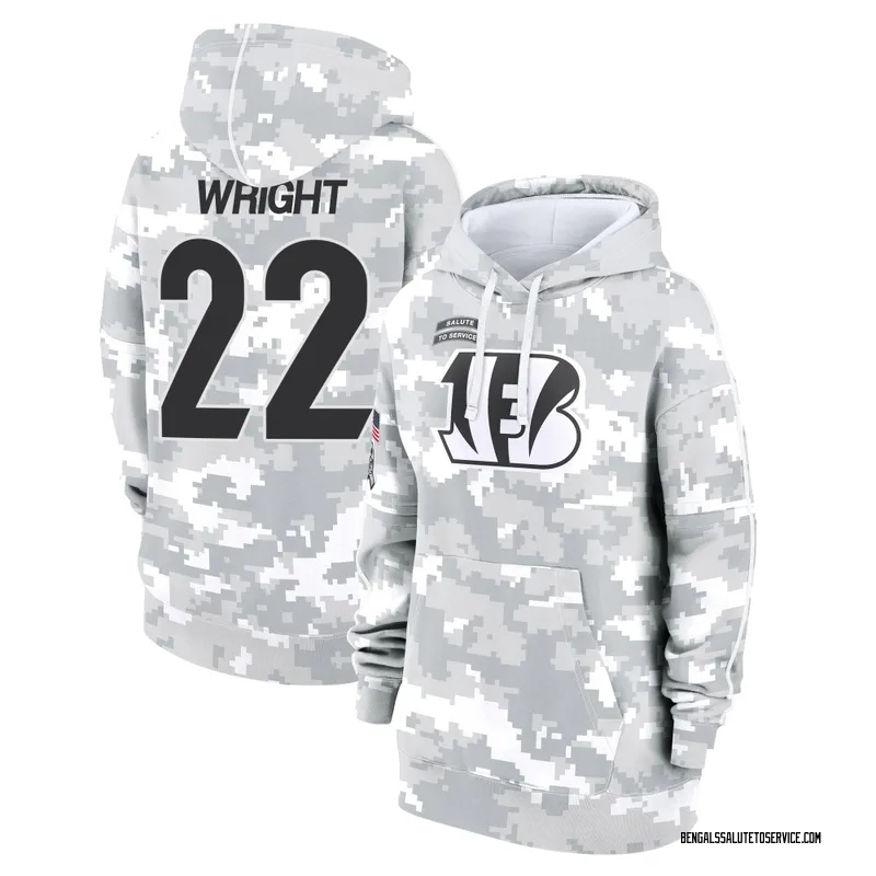 Women's Ceyair Wright Cincinnati Bengals Camo Arctic 2024 Salute to Service Club Fleece Pullover Hoodie