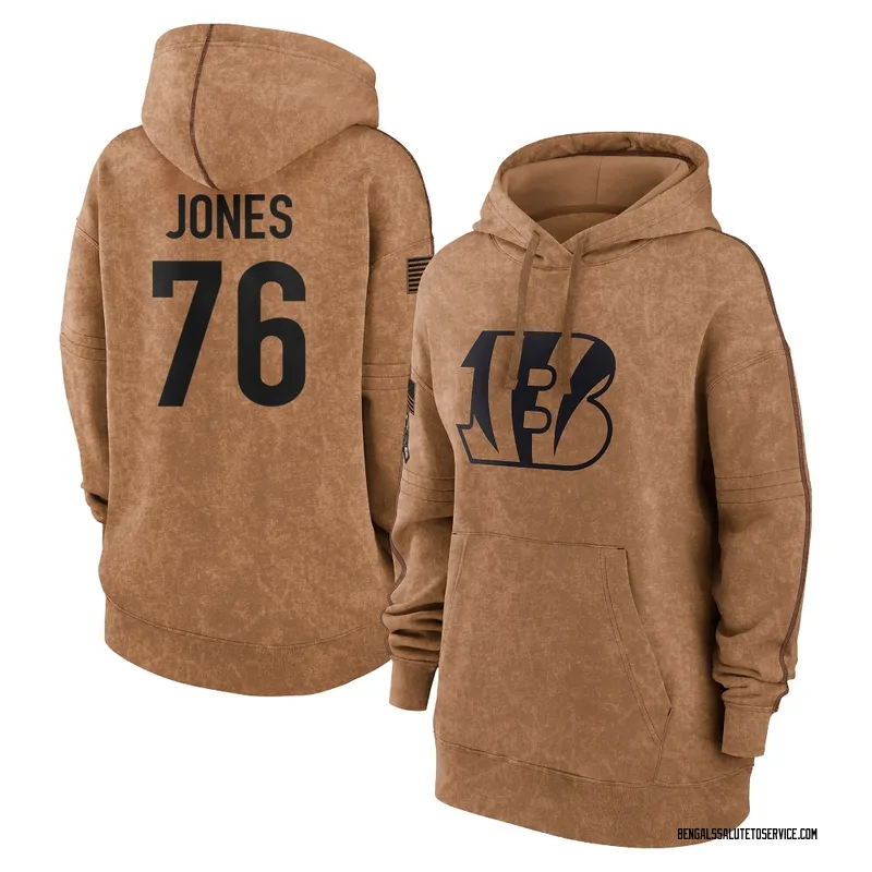 Women's Christian Jones Cincinnati Bengals Brown 2023 Salute To Service Pullover Hoodie