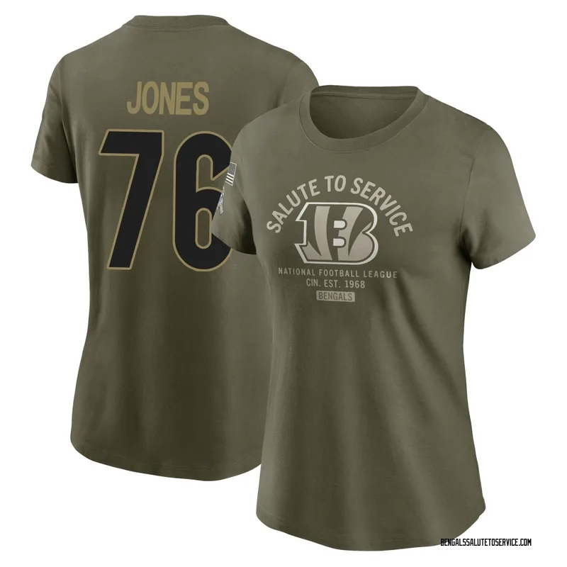 Women's Christian Jones Cincinnati Bengals Olive 2025 Salute to Service Sideline T-Shirt