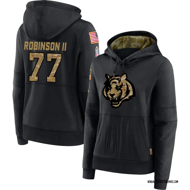 Women's Corey Robinson II Cincinnati Bengals Black 2020 Salute to Service Sideline Performance Pullover Hoodie