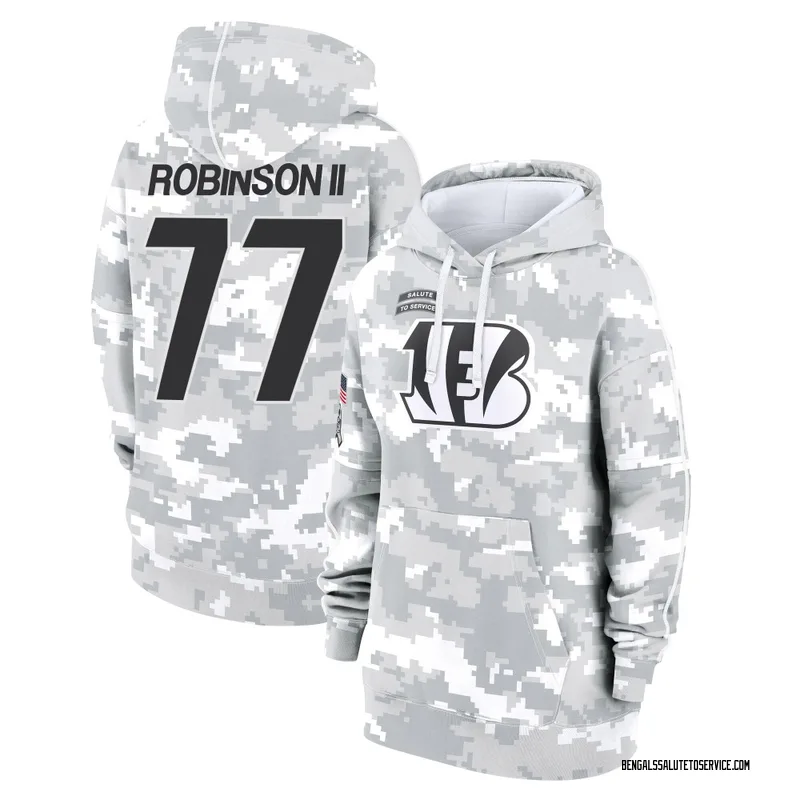 Women's Corey Robinson II Cincinnati Bengals Camo Arctic 2024 Salute to Service Club Fleece Pullover Hoodie