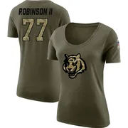 Women's Corey Robinson II Cincinnati Bengals Legend Olive Salute to Service Scoop Neck T-Shirt