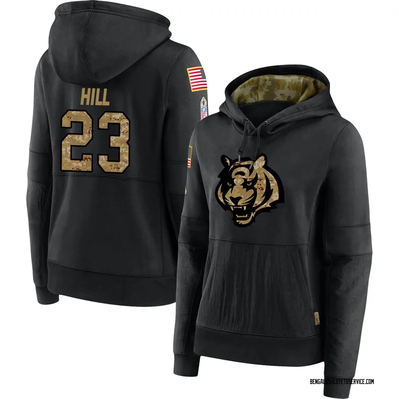 Women's Dax Hill Cincinnati Bengals Black 2020 Salute to Service Sideline Performance Pullover Hoodie