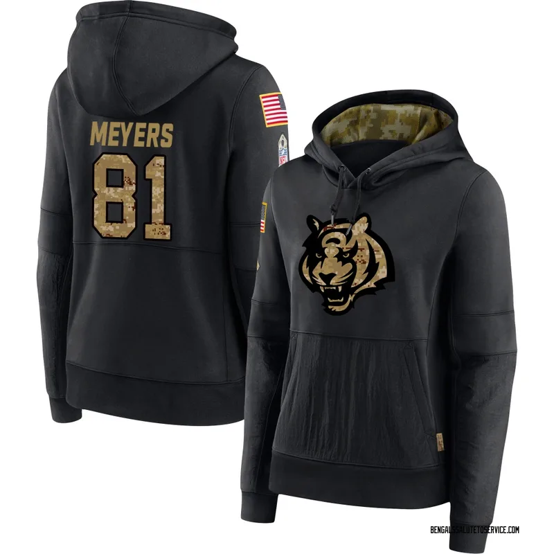 Women's Dohnte Meyers Cincinnati Bengals Black 2020 Salute to Service Sideline Performance Pullover Hoodie