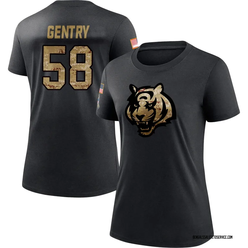 Women's Eric Gentry Cincinnati Bengals Black 2020 Salute To Service Performance T-Shirt