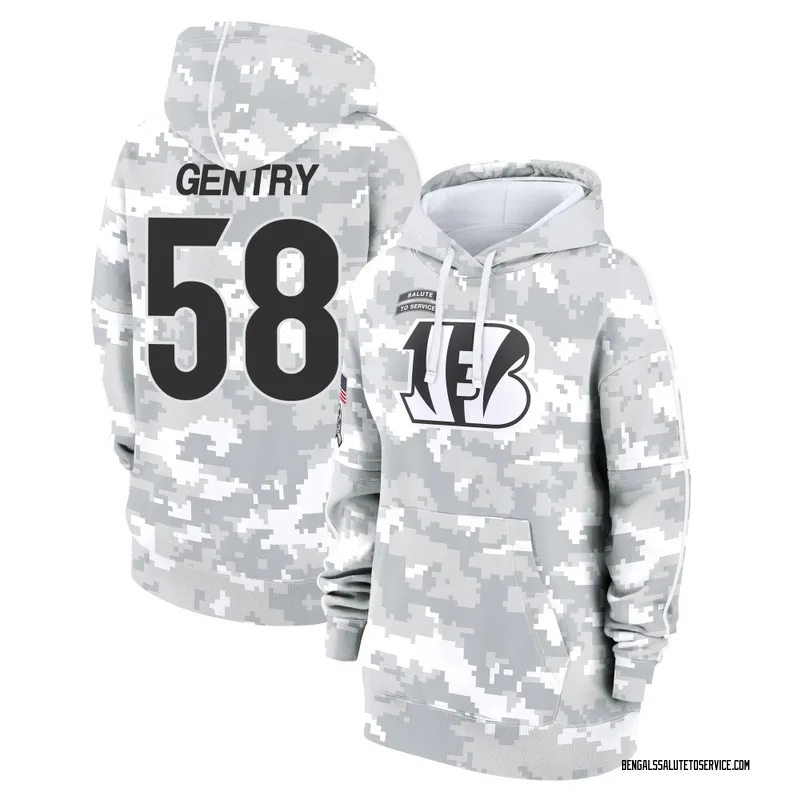 Women's Eric Gentry Cincinnati Bengals Camo Arctic 2024 Salute to Service Club Fleece Pullover Hoodie