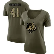 Women's Isaiah Nwokobia Cincinnati Bengals Legend Olive Salute to Service Scoop Neck T-Shirt
