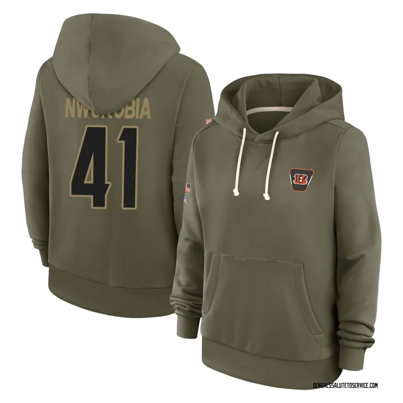 Women's Isaiah Nwokobia Cincinnati Bengals Olive 2025 Salute to Service Hoodie