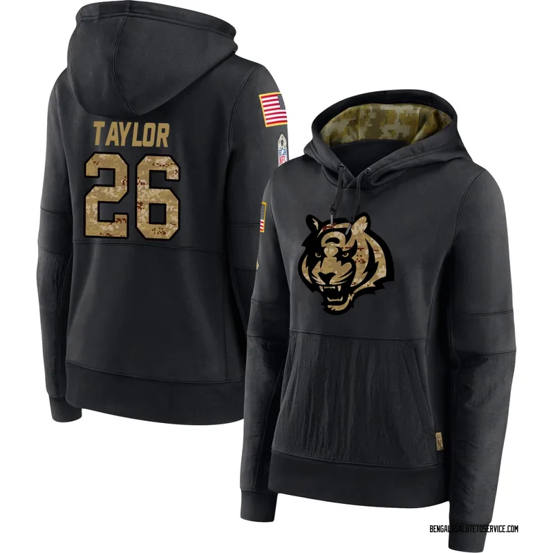 Women's Ja'Sir Taylor Cincinnati Bengals Black 2020 Salute to Service Sideline Performance Pullover Hoodie