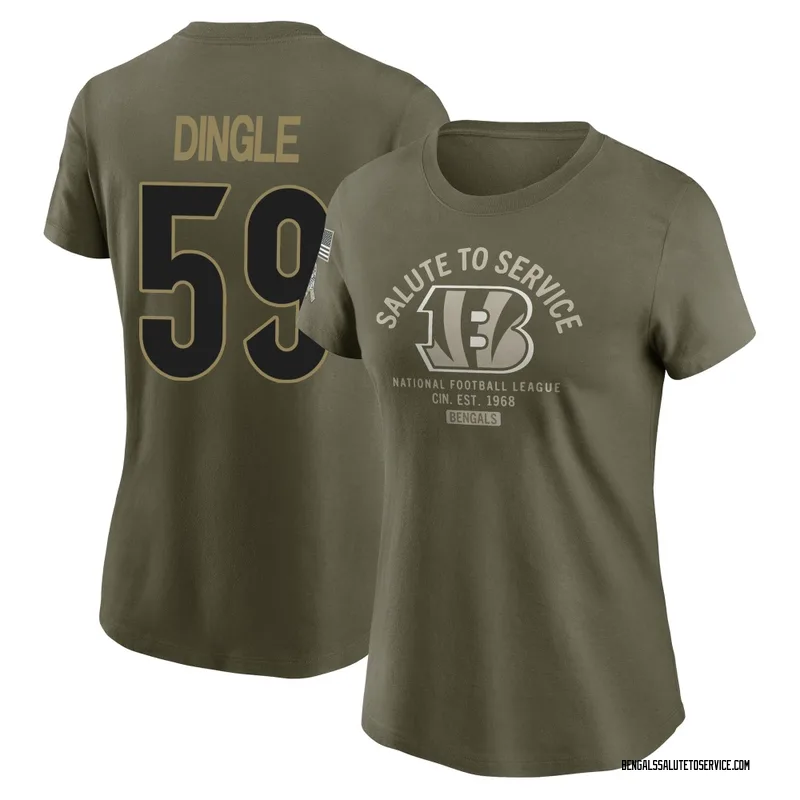 Women's Jack Dingle Cincinnati Bengals Olive 2025 Salute to Service Sideline T-Shirt