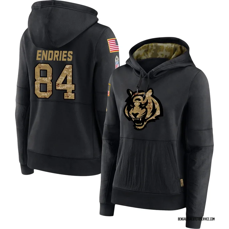 Women's Jack Endries Cincinnati Bengals Black 2020 Salute to Service Sideline Performance Pullover Hoodie