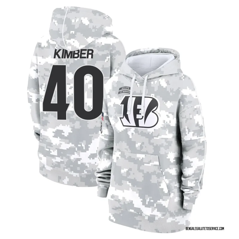 Women's Jalen Kimber Cincinnati Bengals Camo Arctic 2024 Salute to Service Club Fleece Pullover Hoodie