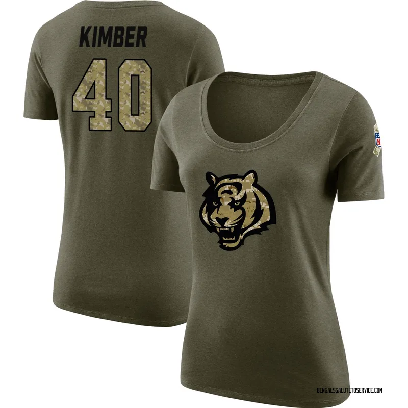 Women's Jalen Kimber Cincinnati Bengals Legend Olive Salute to Service Scoop Neck T-Shirt