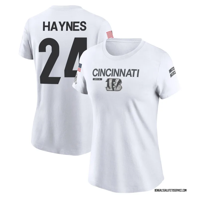 Women's Jamal Haynes Cincinnati Bengals Legend White 2024 Salute to Service Performance T-Shirt
