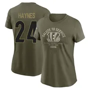 Women's Jamal Haynes Cincinnati Bengals Olive 2025 Salute to Service Sideline T-Shirt