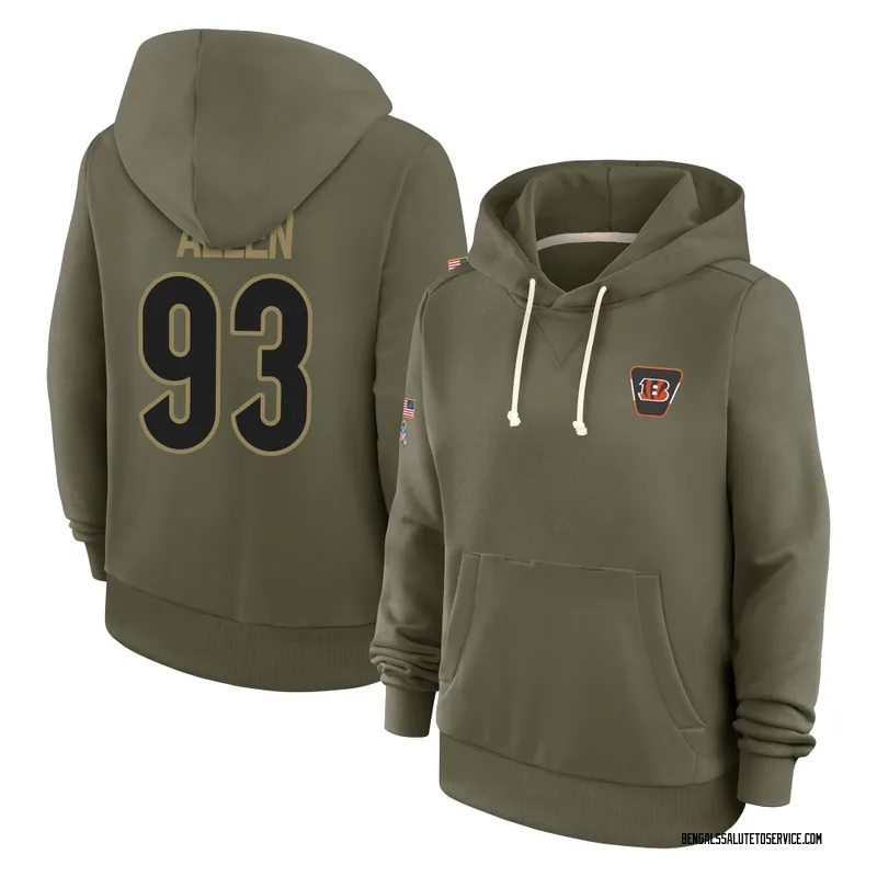 Women's Jonathan Allen Cincinnati Bengals Olive 2025 Salute to Service Hoodie