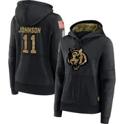 Women's Josh Johnson Cincinnati Bengals Black 2020 Salute to Service Sideline Performance Pullover Hoodie