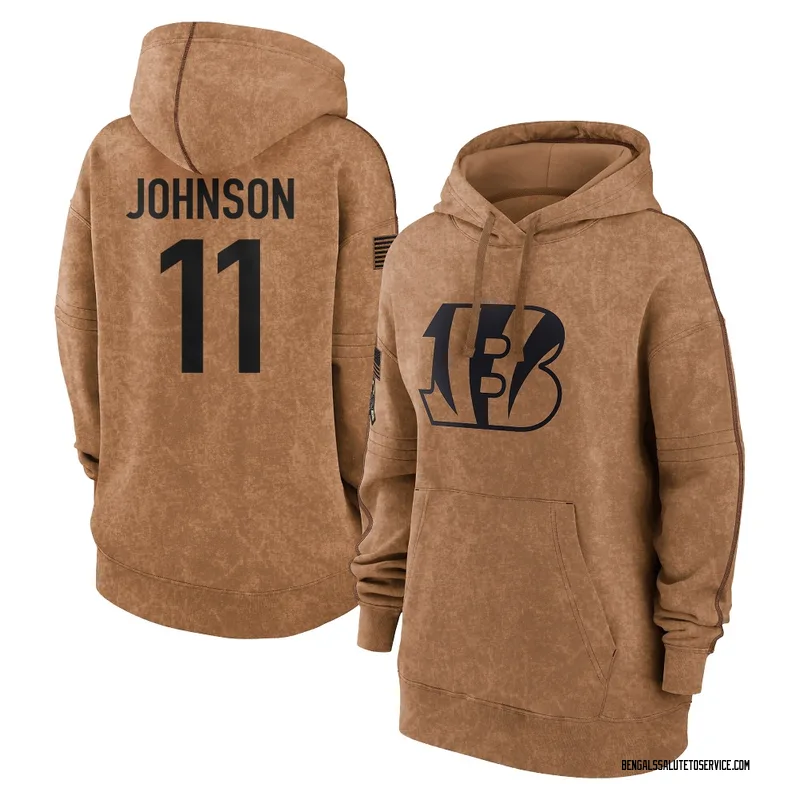 Women's Josh Johnson Cincinnati Bengals Brown 2023 Salute To Service Pullover Hoodie