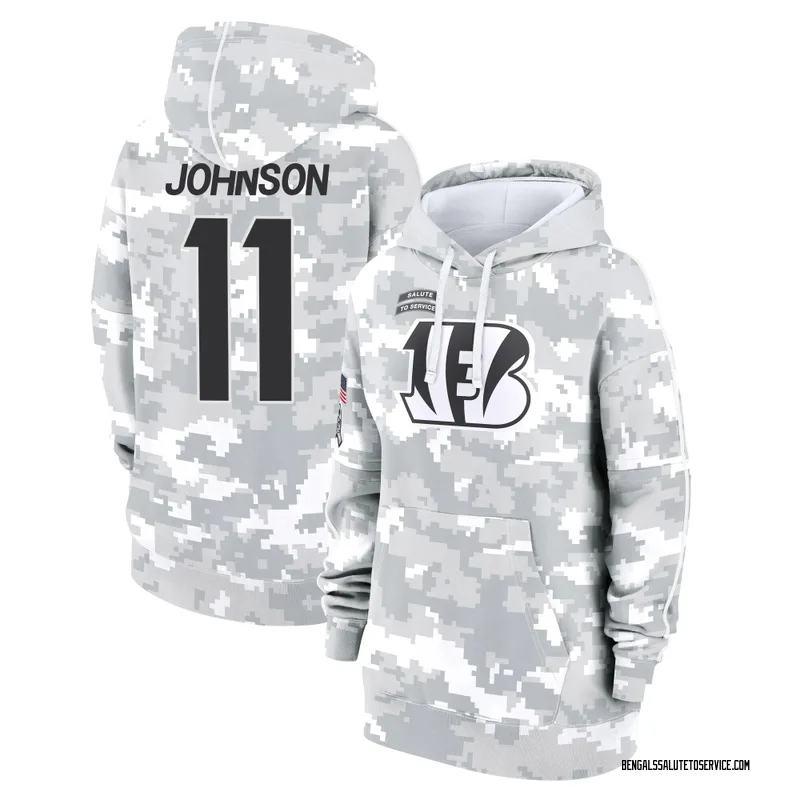Women's Josh Johnson Cincinnati Bengals Camo Arctic 2024 Salute to Service Club Fleece Pullover Hoodie